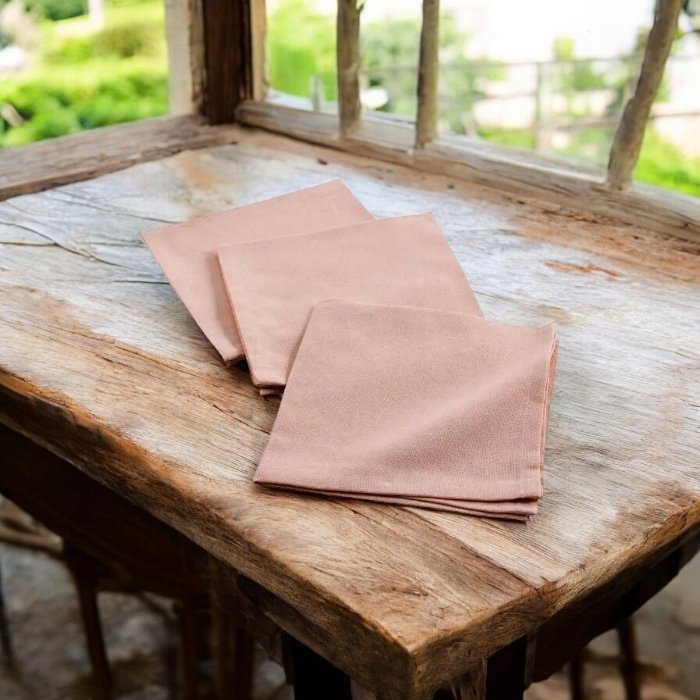 Serviette rose poudré