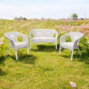 Salon en rotin blanc