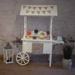 Chariot Candy Bar en bois blanc