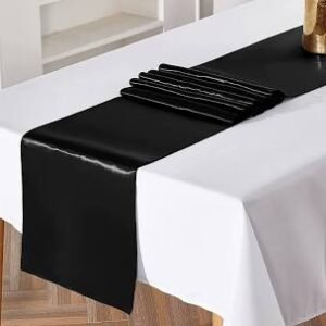 Chemin de table noir en satin